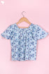Cambric Cotton Shirred Top In Floral Block Print